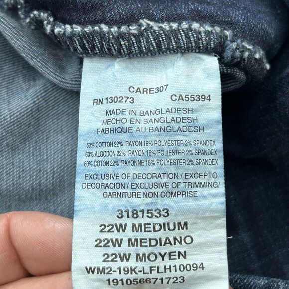 Lee Jeans Blue Slim Fit Slim Leg Mid Rise Sculpting Stretch Pull On Women's 22W - Picture 7 of 15